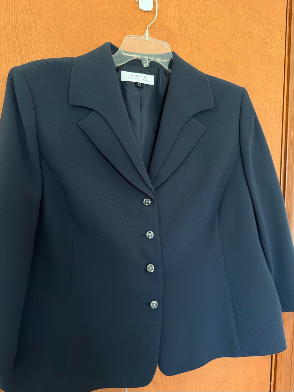Tahari ASL Women's Dark Navy Single-Breasted Blazer